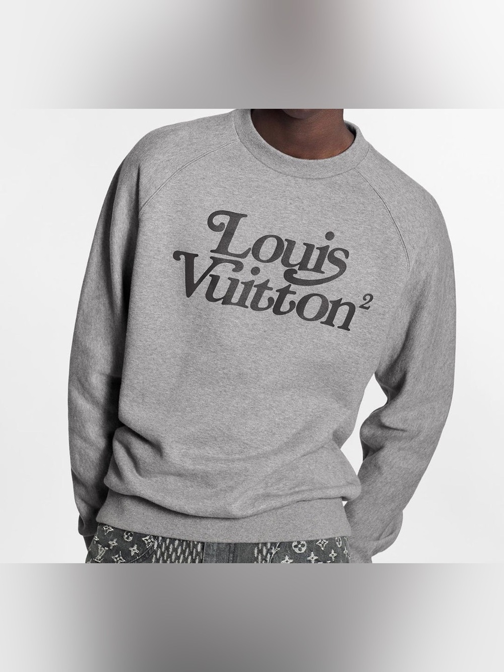 Louis Vuitton x Nigo Grey Logo Print Cotton Sweatshirt Medium